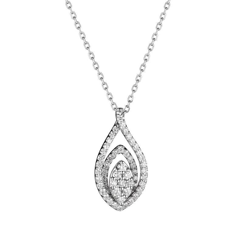 14K White Gold Round Natural Diamond  Pendant MZ61085 Natural Diamond