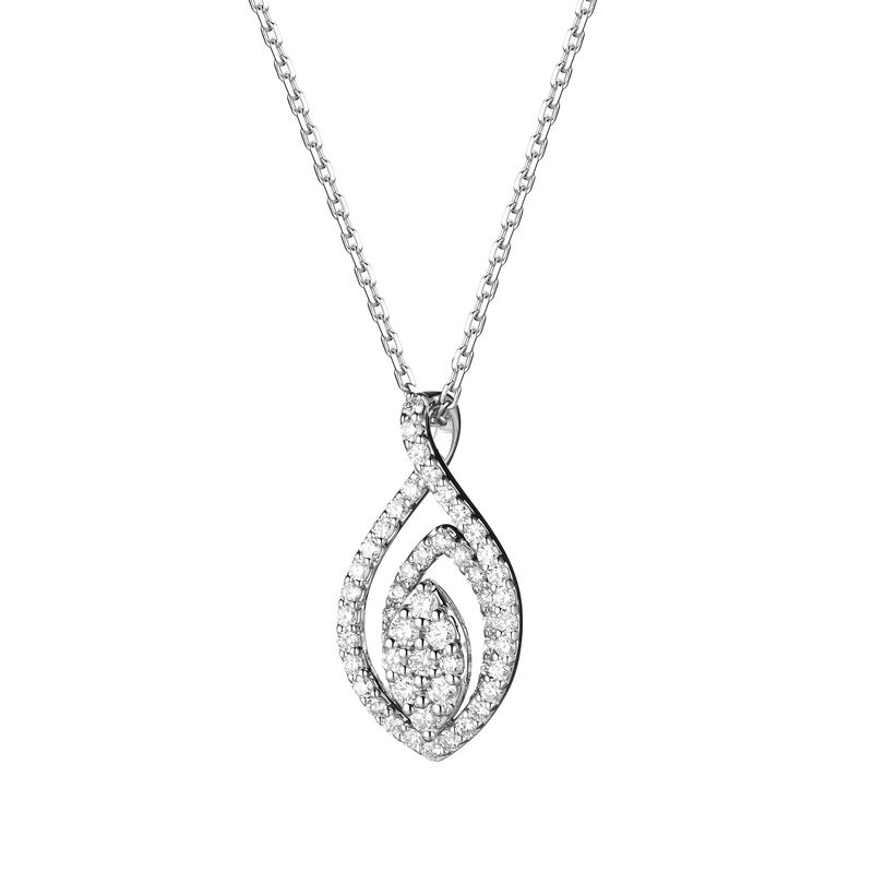 14K White Gold Round Natural Diamond  Pendant MZ61085 Natural Diamond