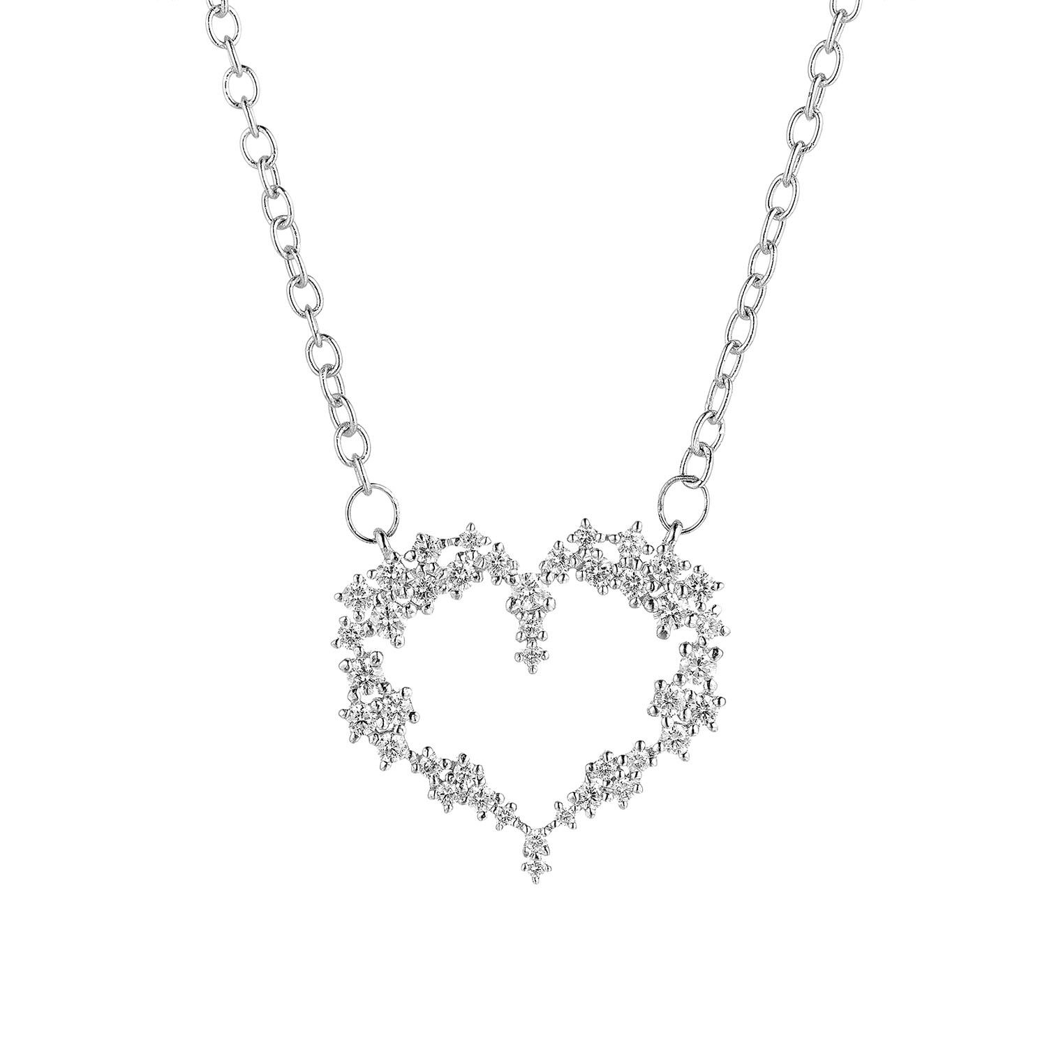 14K White Gold Natural Diamond  Pendant Necklace MZ71175