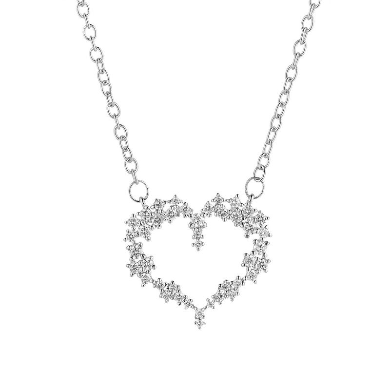 14K White Gold Natural Diamond  Pendant Necklace MZ71175
