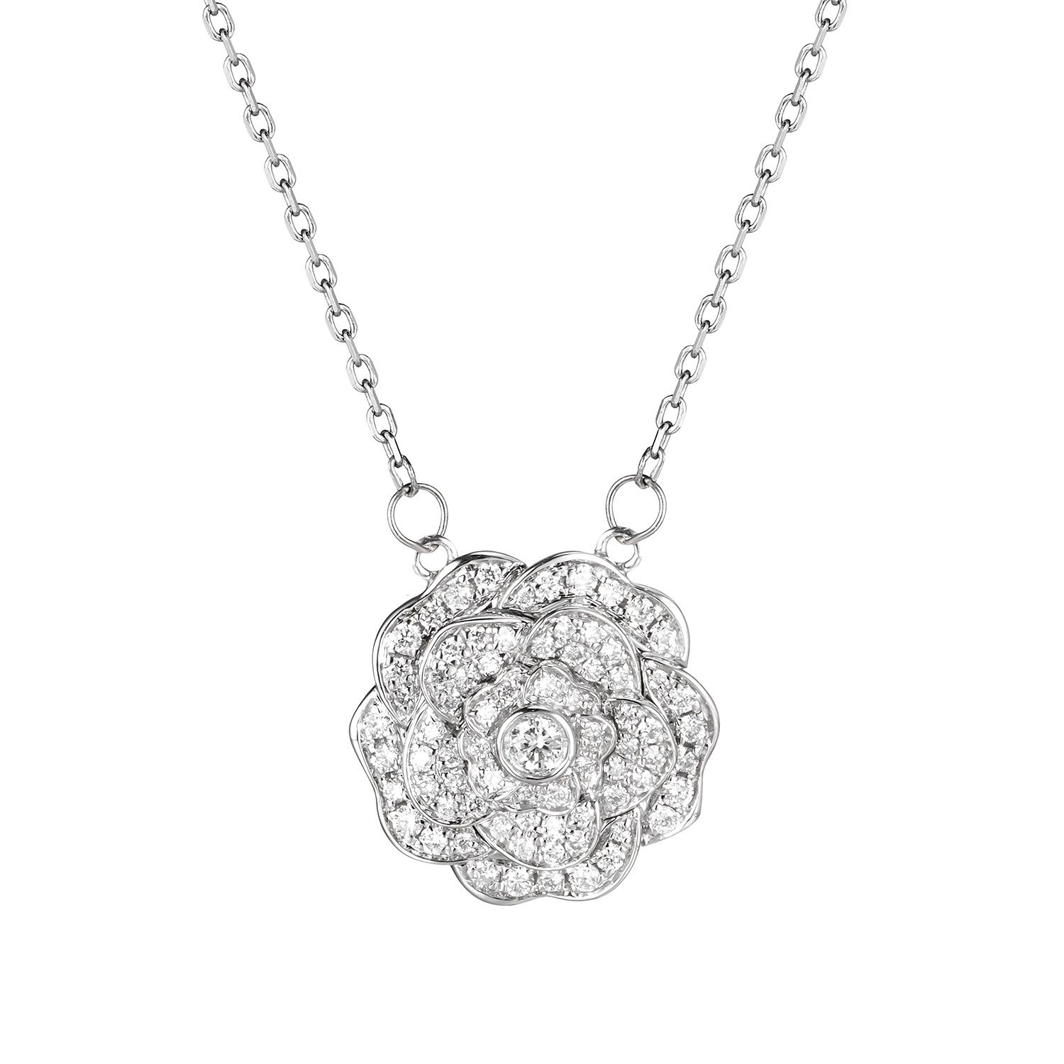 14K White Gold Natural Diamond  Pendant Necklace MZ9246 Natural Diamond