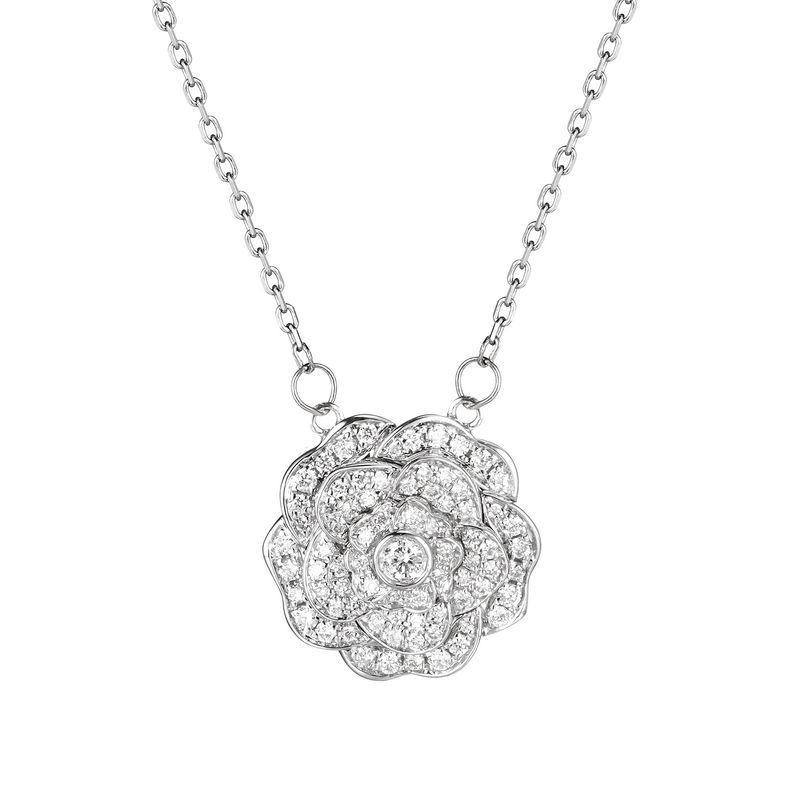 14K White Gold Natural Diamond  Pendant Necklace MZ9246 Natural Diamond