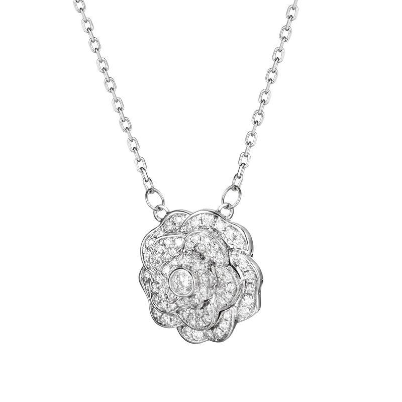 14K White Gold Natural Diamond  Pendant Necklace MZ9246 Natural Diamond