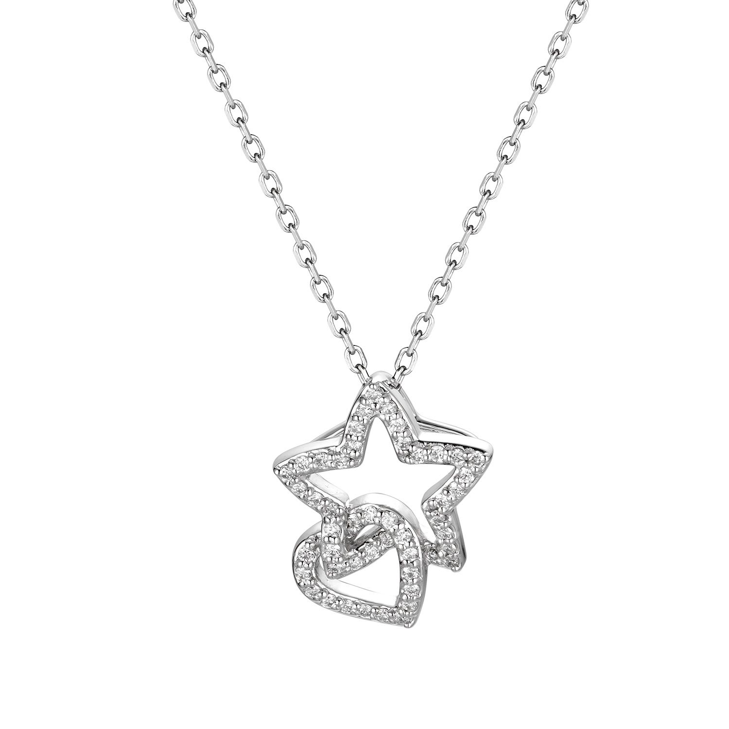14K White Gold Natural Diamond  Pendant Necklace MZ61226 Natural Diamond