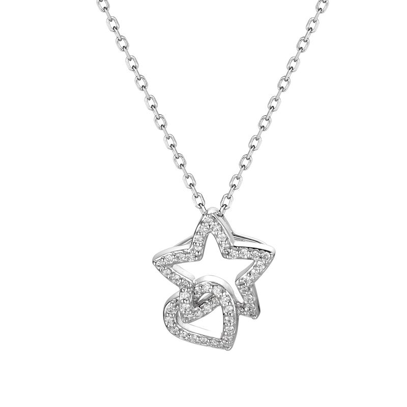 14K White Gold Natural Diamond  Pendant Necklace MZ61226 Natural Diamond
