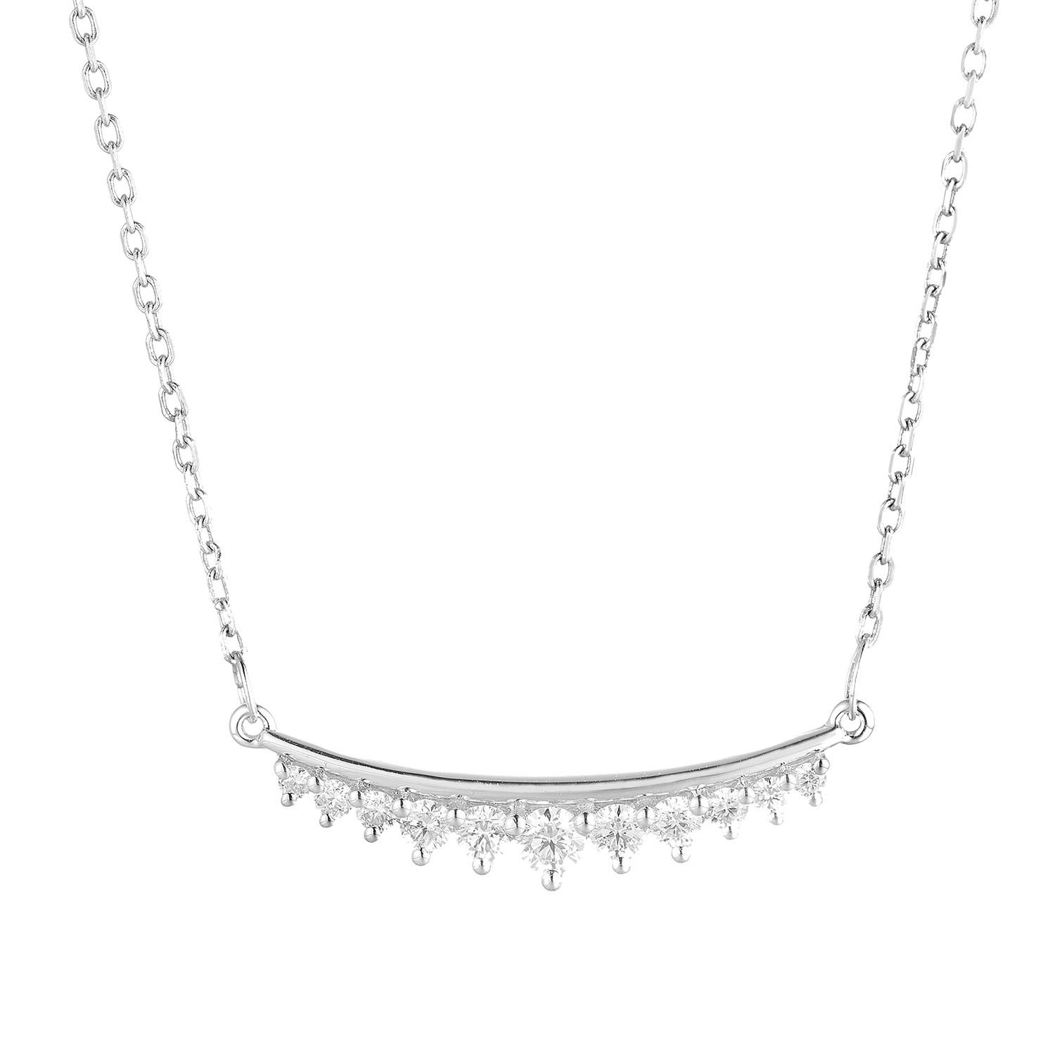 14K White Gold Round Natural Diamond  Pendant Necklace MZ71479