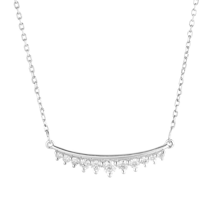 14K White Gold Round Natural Diamond  Pendant Necklace MZ71479