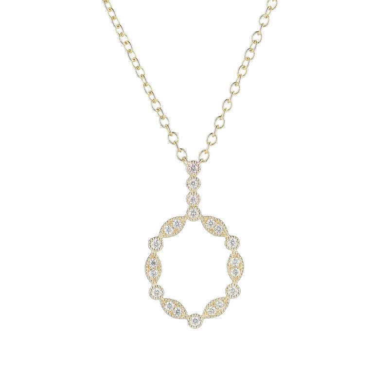 14K Yellow Gold Natural Diamond  Pendant Necklace MZ7979 Natural Diamond