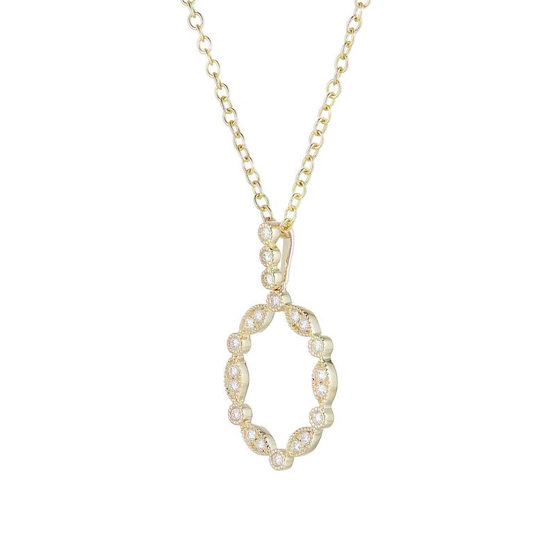 14K Yellow Gold Natural Diamond  Pendant Necklace MZ7979 Natural Diamond