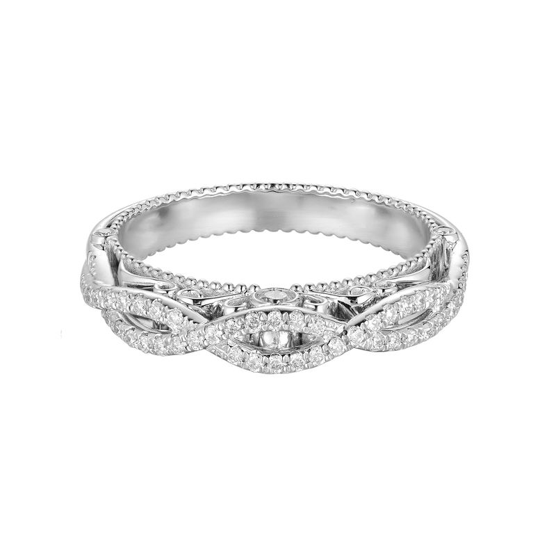 14K White Gold Twisted Natural Diamond  Wedding Band HYD3185(HYDR2219)