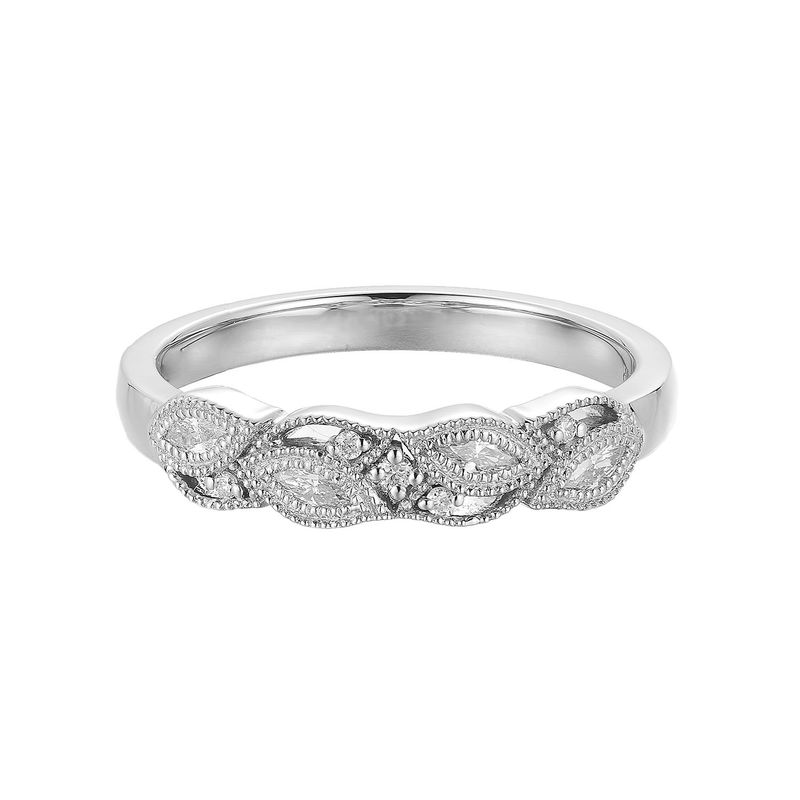 14K White/Rose Gold Marquise Natural Diamond  Wedding Band MZ5092