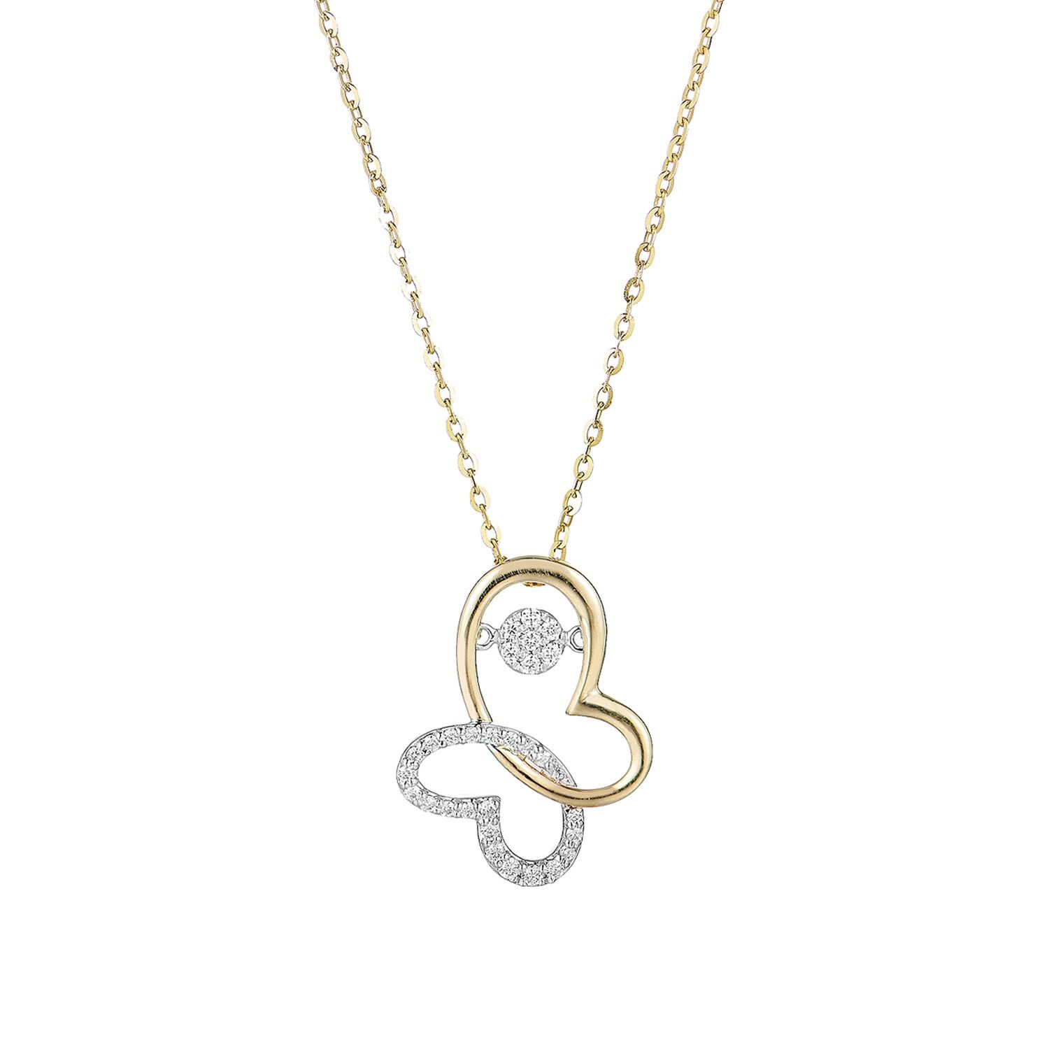 14K Yellow Gold 14K White Gold Natural Diamond  Pendant MZ9309 Natural Diamond