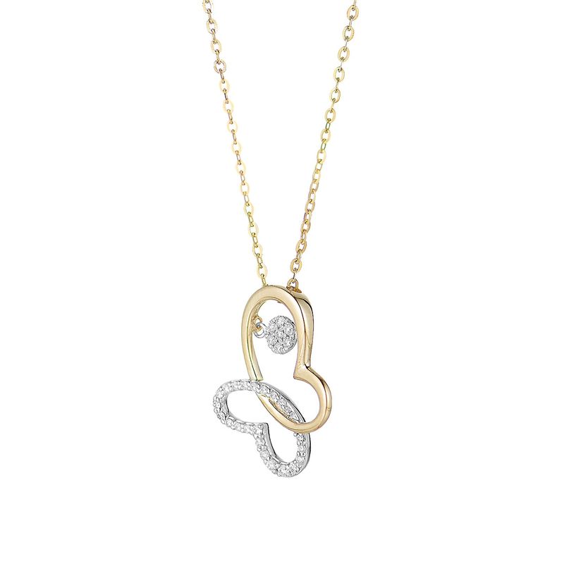14K Yellow Gold 14K White Gold Natural Diamond  Pendant MZ9309 Natural Diamond