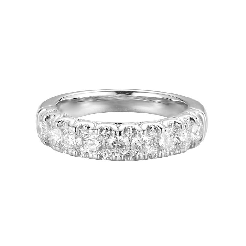 14K White Gold Three Rows Round Natural Diamond  Wedding Band MZ5806