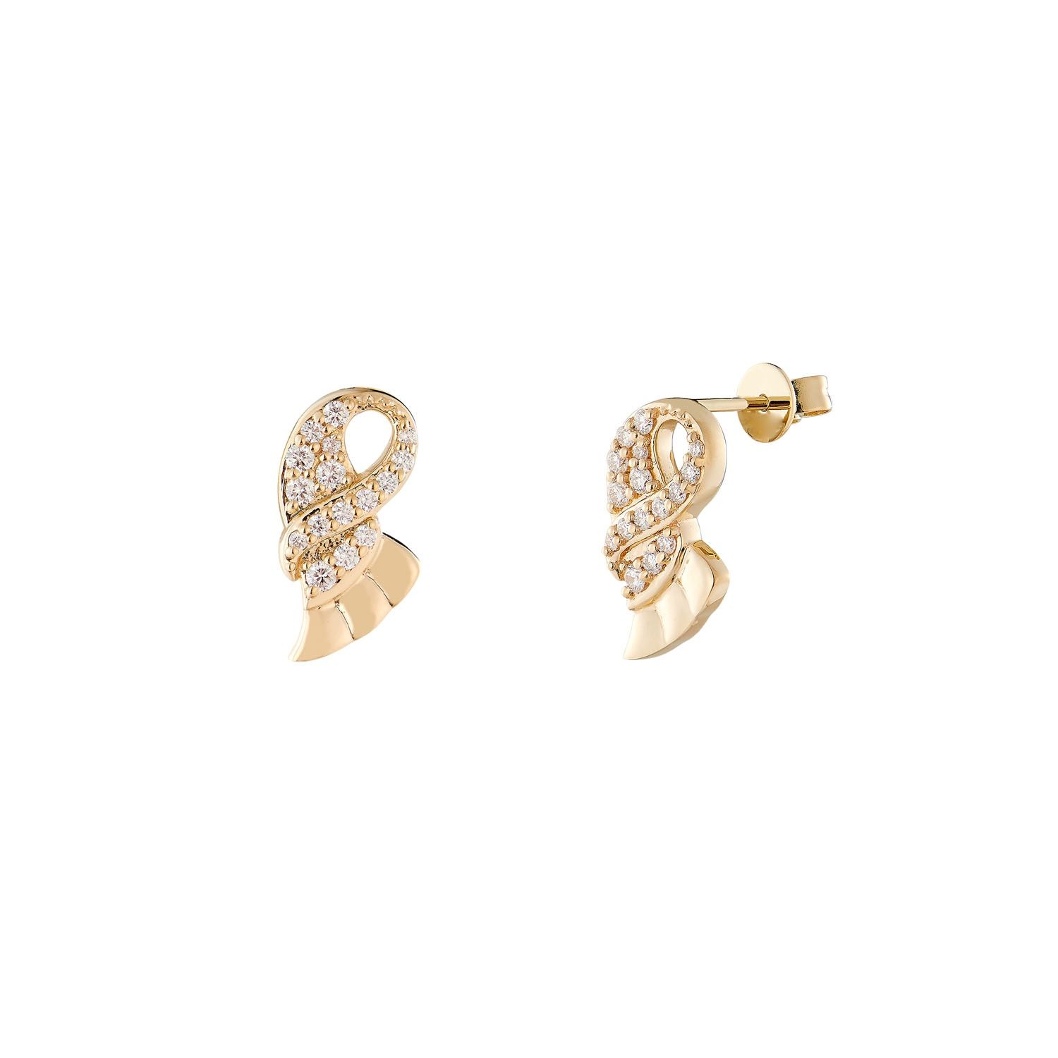 14K Yellow Gold Natural Diamond  Stud Earrings MZ10291, Colour: 14KYellow-3.99g-0.345ct-ND
