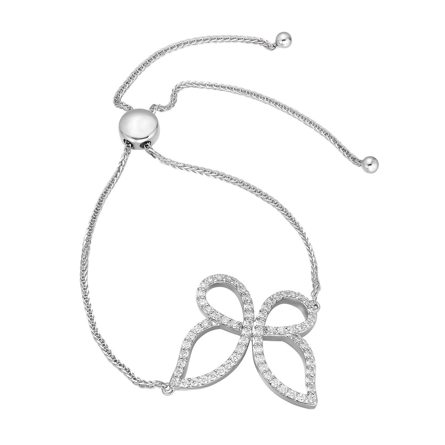 14K White Gold Natural Diamond  Butterfly Bracelet MZ9206