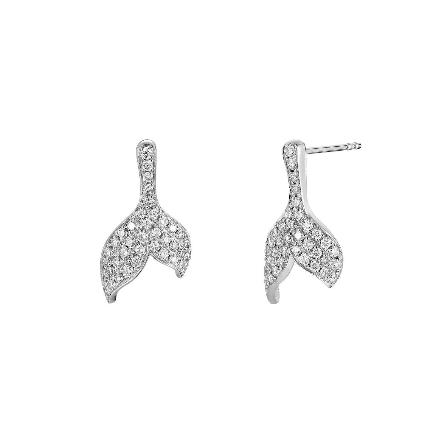 14K White Gold Round Natural Diamond  Earrings stud  MZ71742