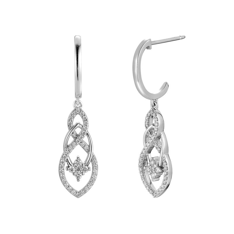 14K White Gold Round Natural Diamond  Earring  MZ10077