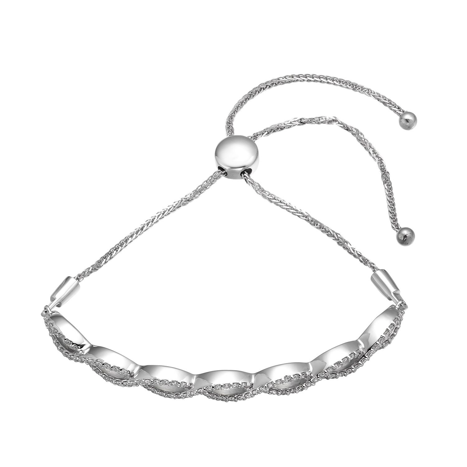 14K White Gold Twisted Natural Diamond  Bracelet MZ9218