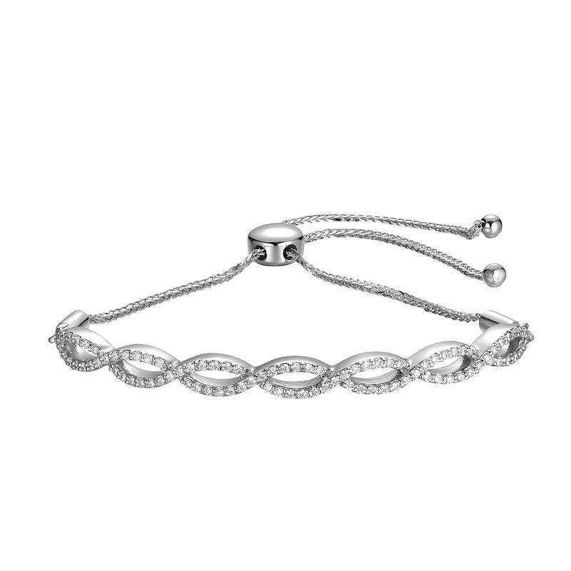 14K White Gold Twisted Natural Diamond  Bracelet MZ9218