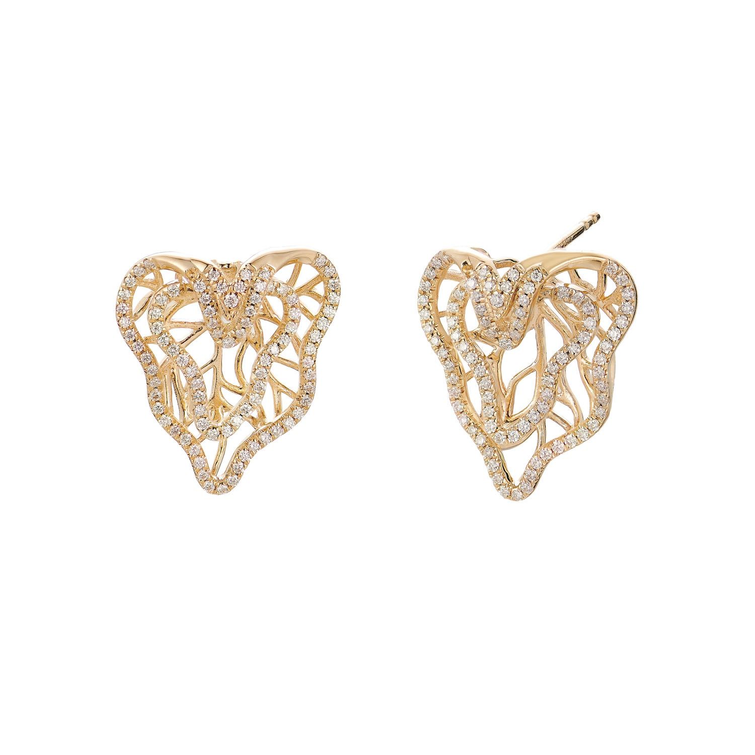 14K Yellow Gold Round Natural Diamond  Stud Earrings MZ10208W Natural Diamond, Colour: 14Yellow-5.15g-0.483ct-ND