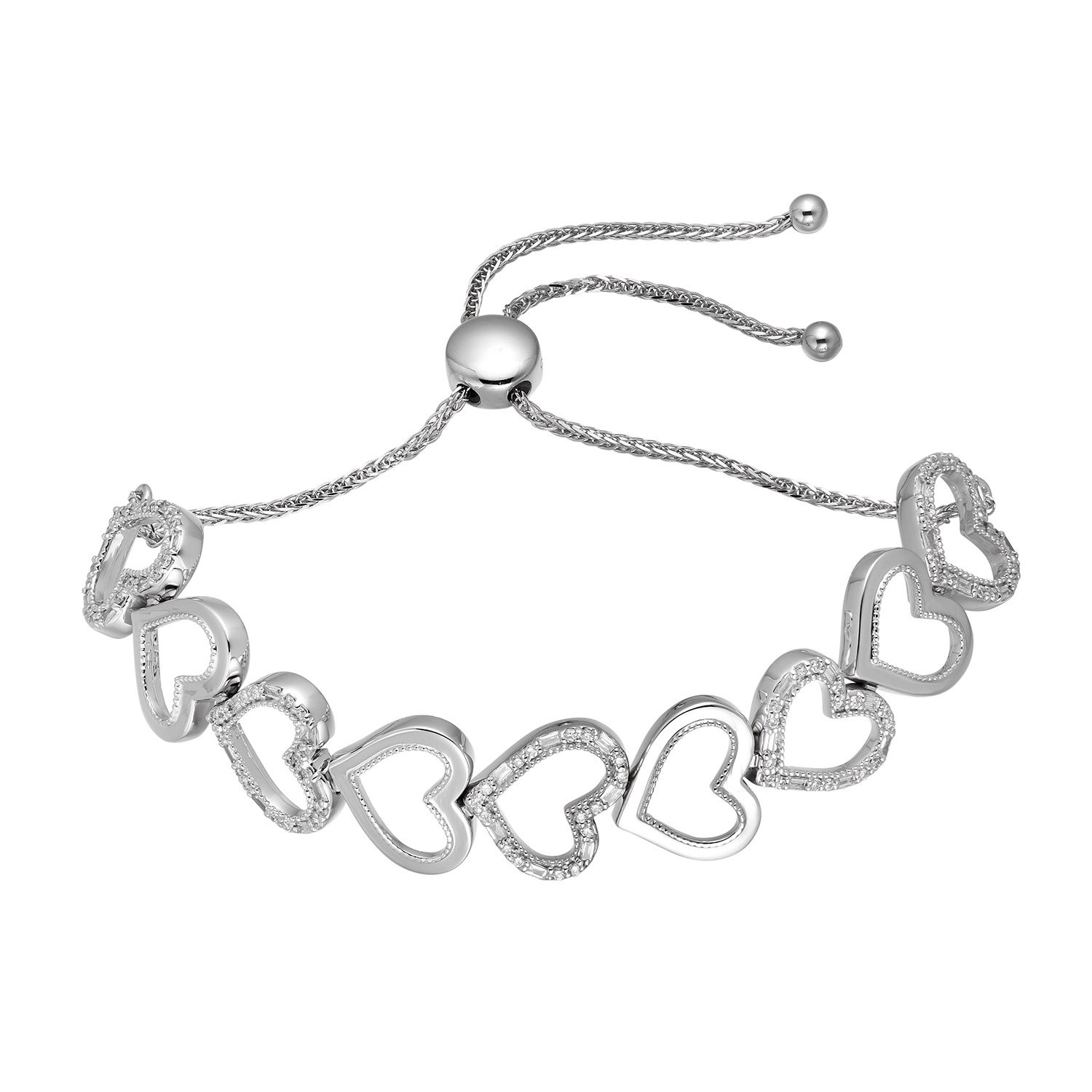 14K White Gold Natural Diamond  Heart Bracelet MZ61158