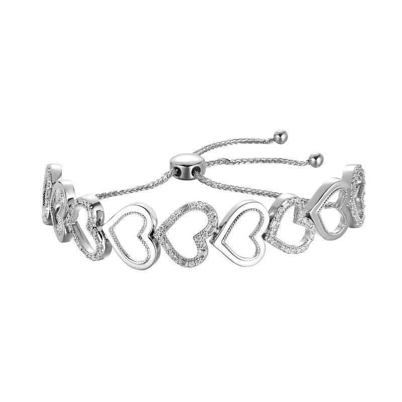 14K White Gold Natural Diamond  Heart Bracelet MZ61158