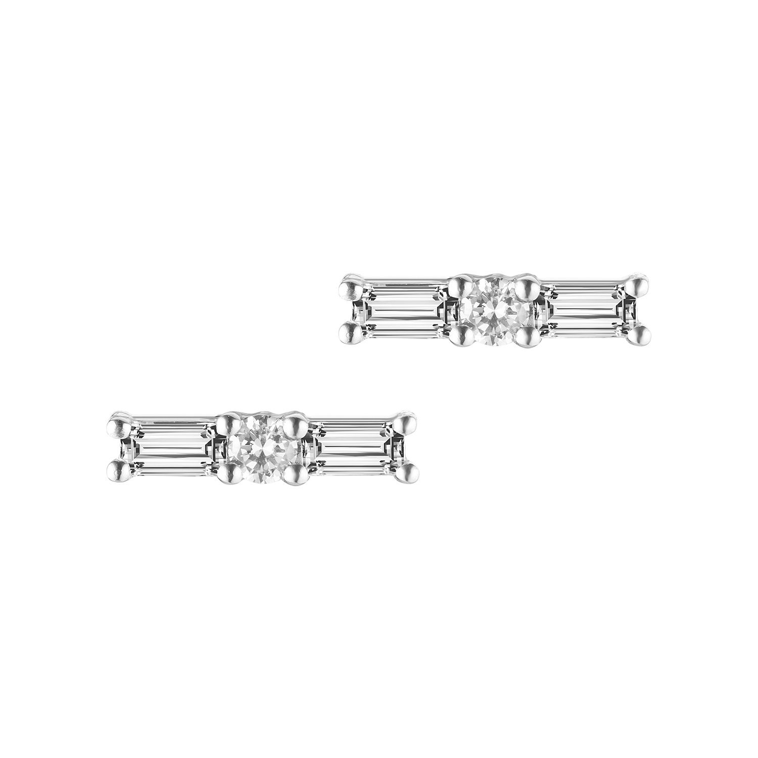 14K White Gold Round Natural Diamond  Stud Earrings MZ6943