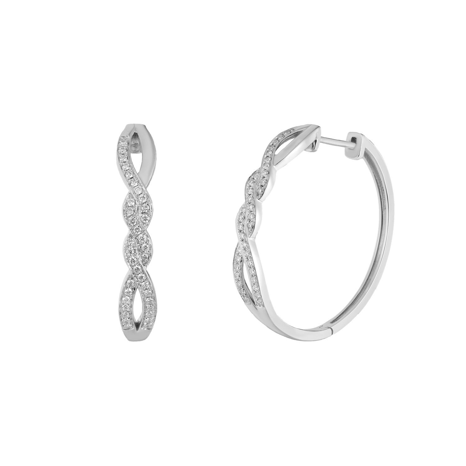 14K White Gold Natural Diamond  Hoop Earring MZ71637