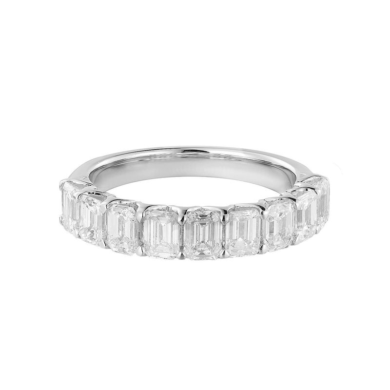 14K White Gold Emerald Natural Diamond Wedding Band MZ11438