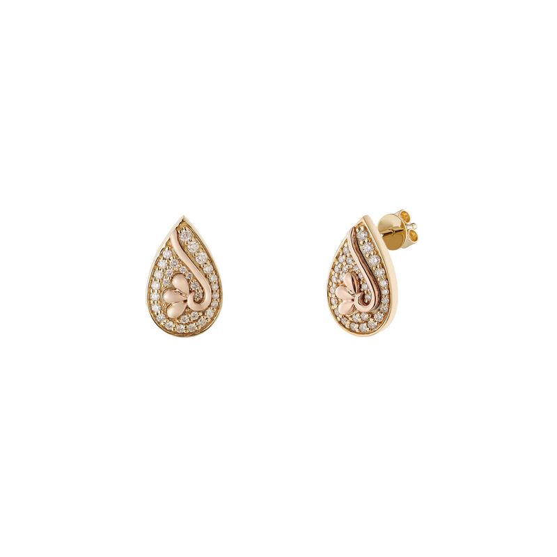 14K Rose Gold 14K Yellow Gold Natural Diamond  Stud Earrings MZ10283