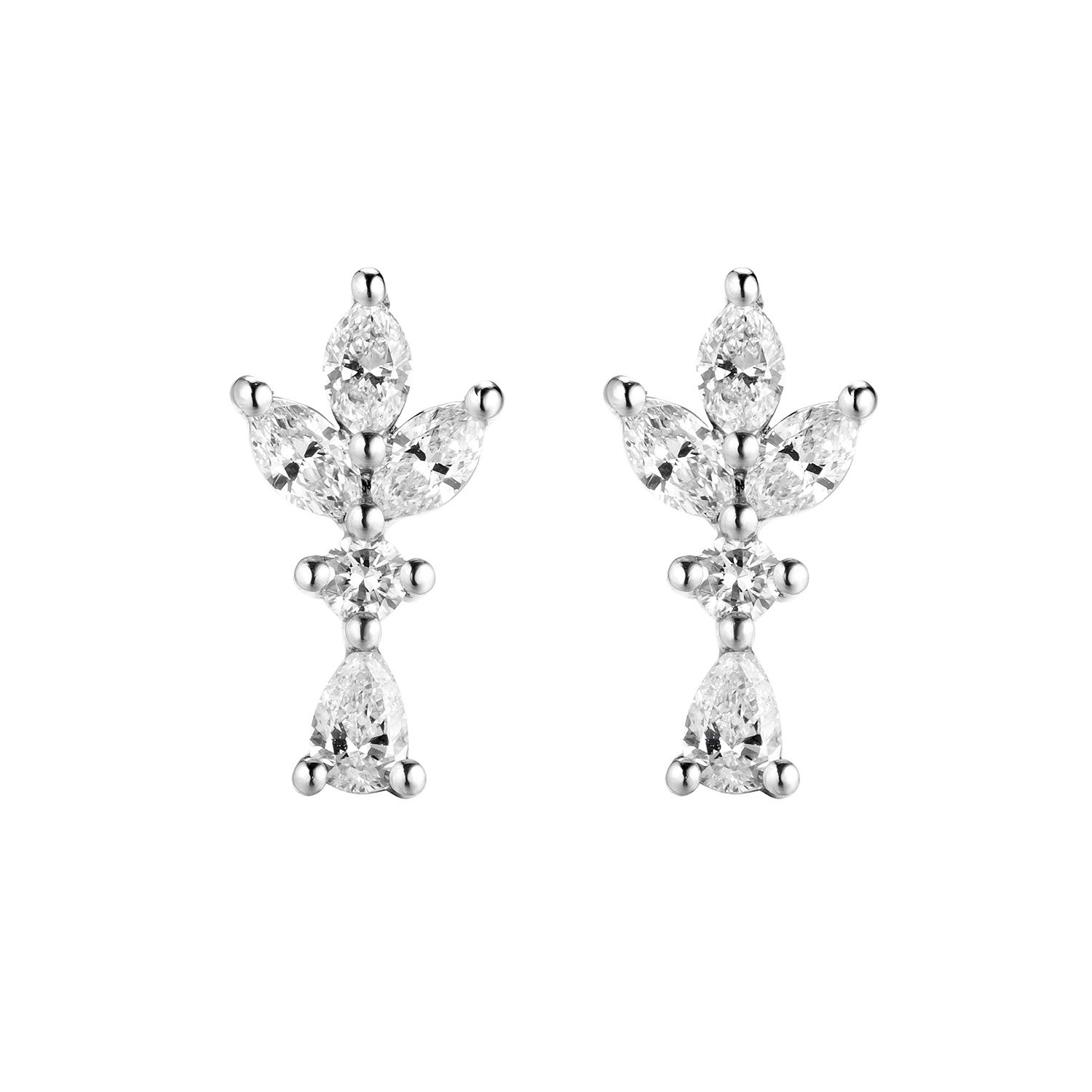 Mia Monserrat14K White Gold Natural Diamond  Stud Earrings MZ7535