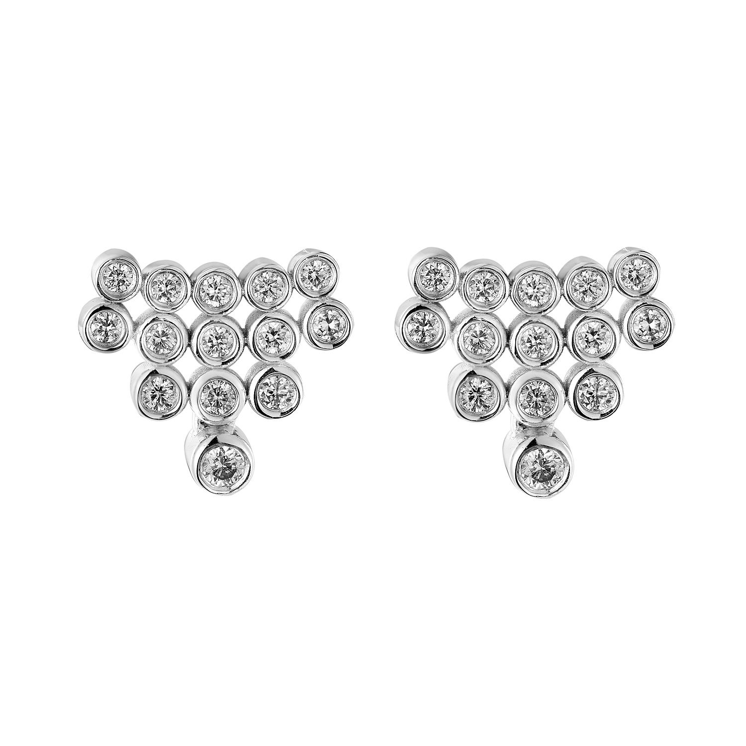 14K White Gold Natural Diamond  Stud Earrings MZ9840