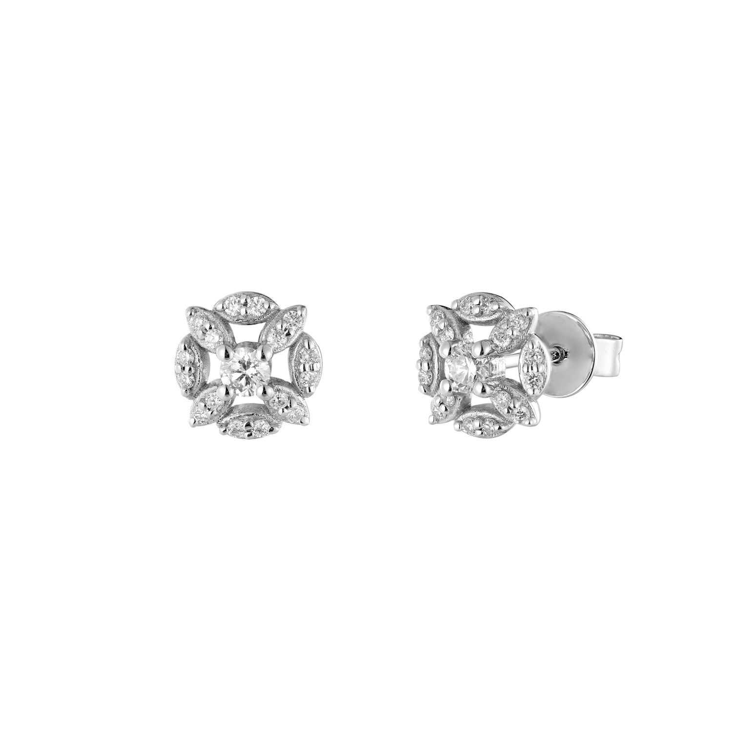 MZ72009 14K White Gold Natural Diamond  Stud Earrings Natural Diamond