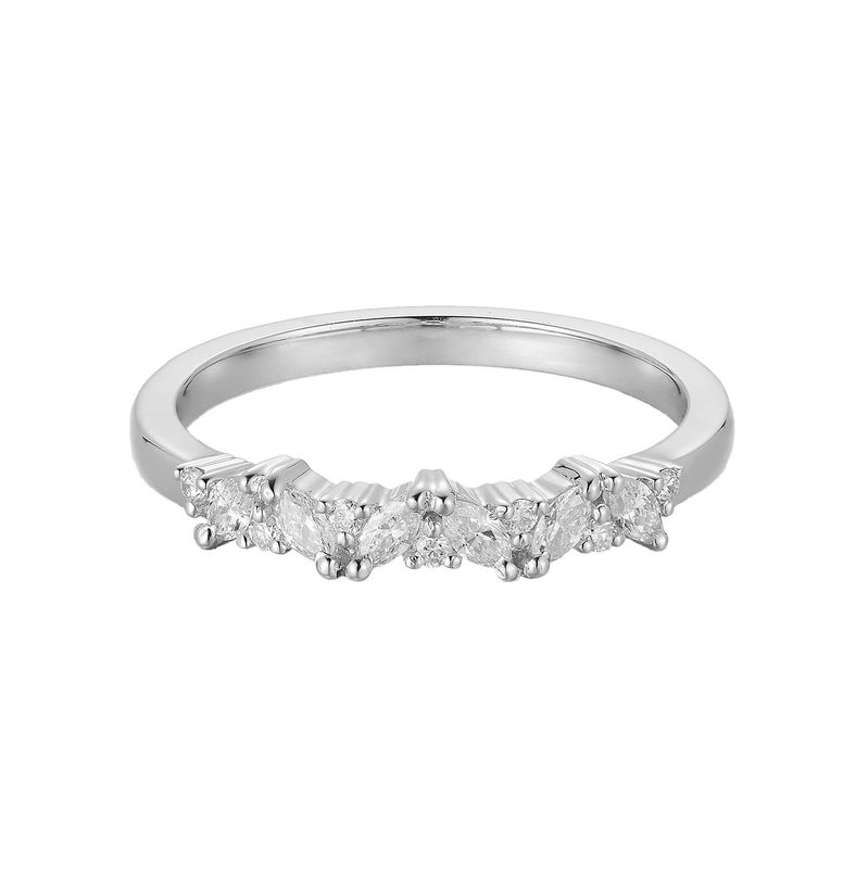 14K White Gold Marquise Natural Diamond  Wedding Band MZ2065