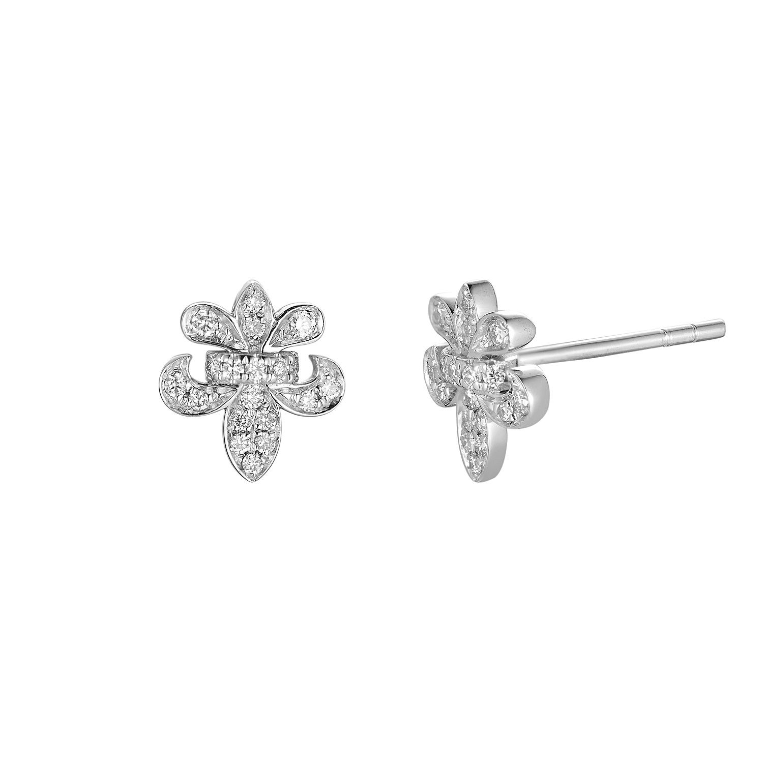 14K White Gold Natural Diamond  Stud Earrings Natural Diamond MZ9788