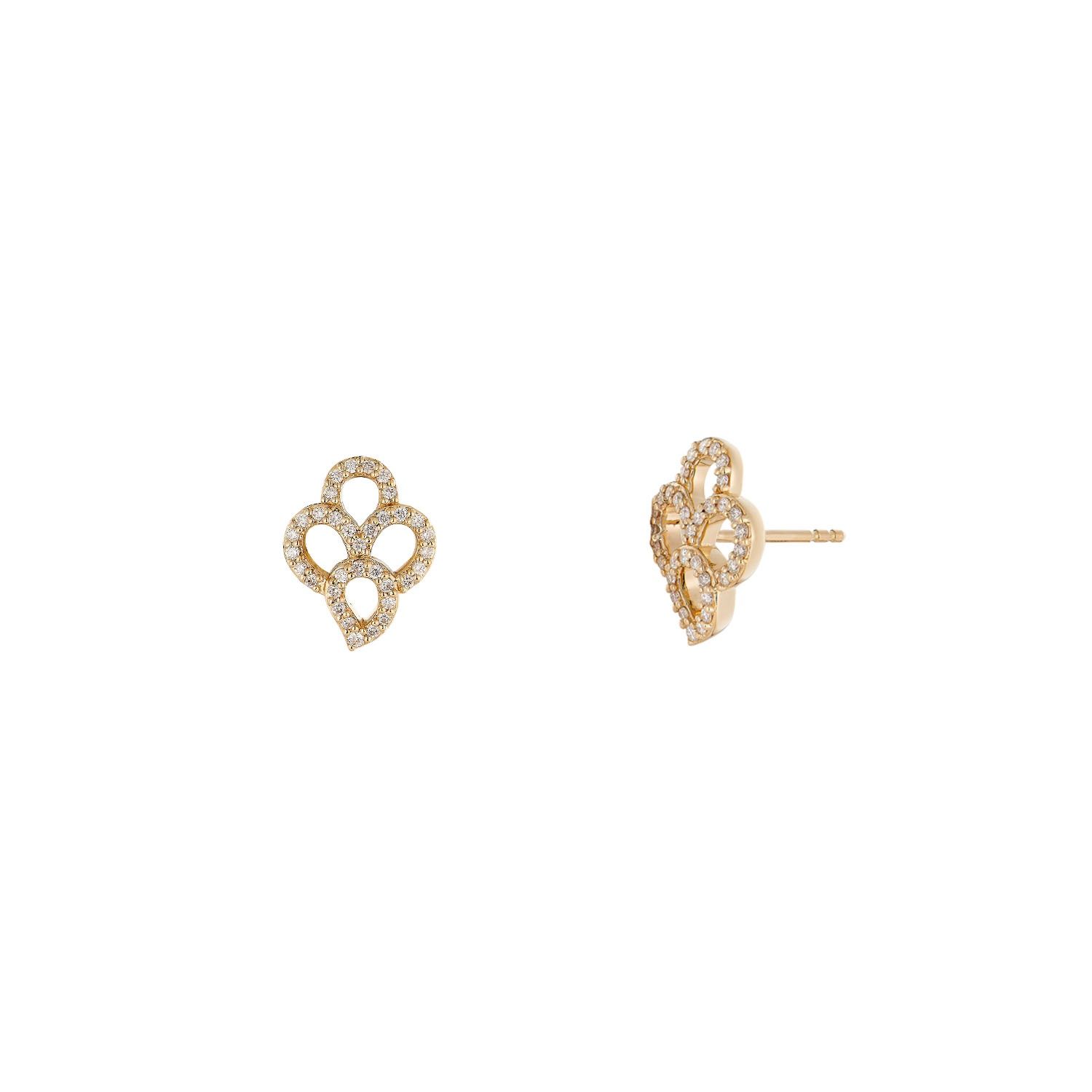 14K Yellow Gold Natural Diamond  Stud Earrings MZ72061, Colour: 14KYellow-2.45g-0.27ct-ND