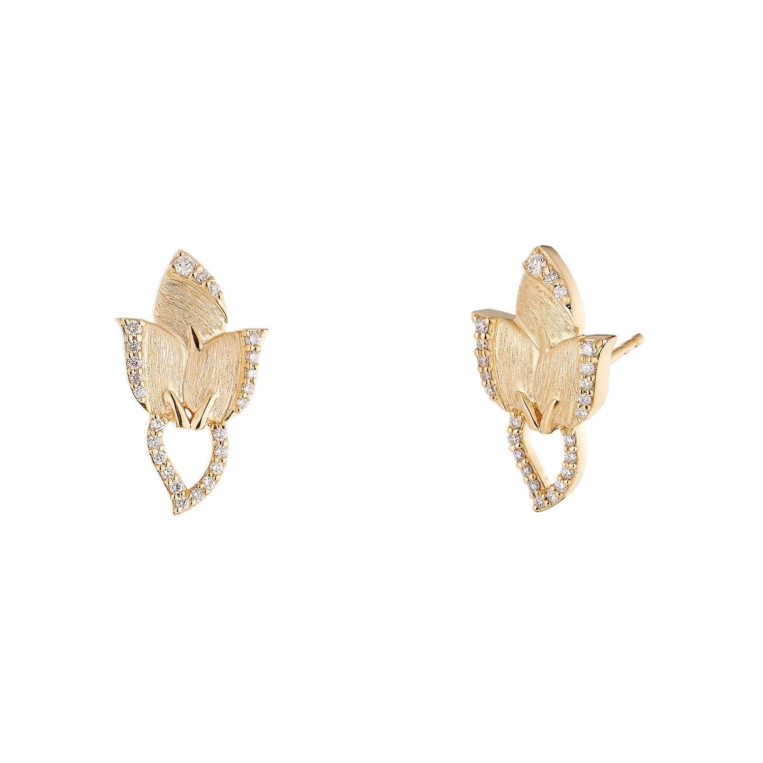 14K Yellow Gold Natural Diamond  Stud Earrings MZ10348, Colour: 14KYellow-4.65g-0.211ct-ND