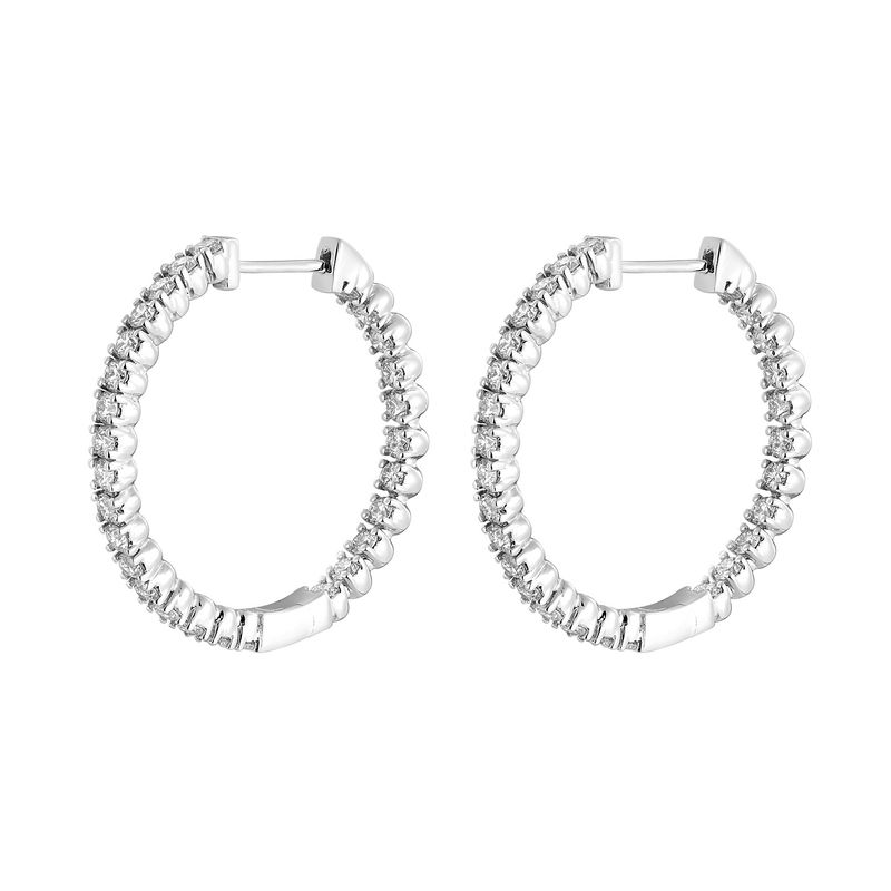 14K White Gold Natural Diamond  Hoop Earring MZ041