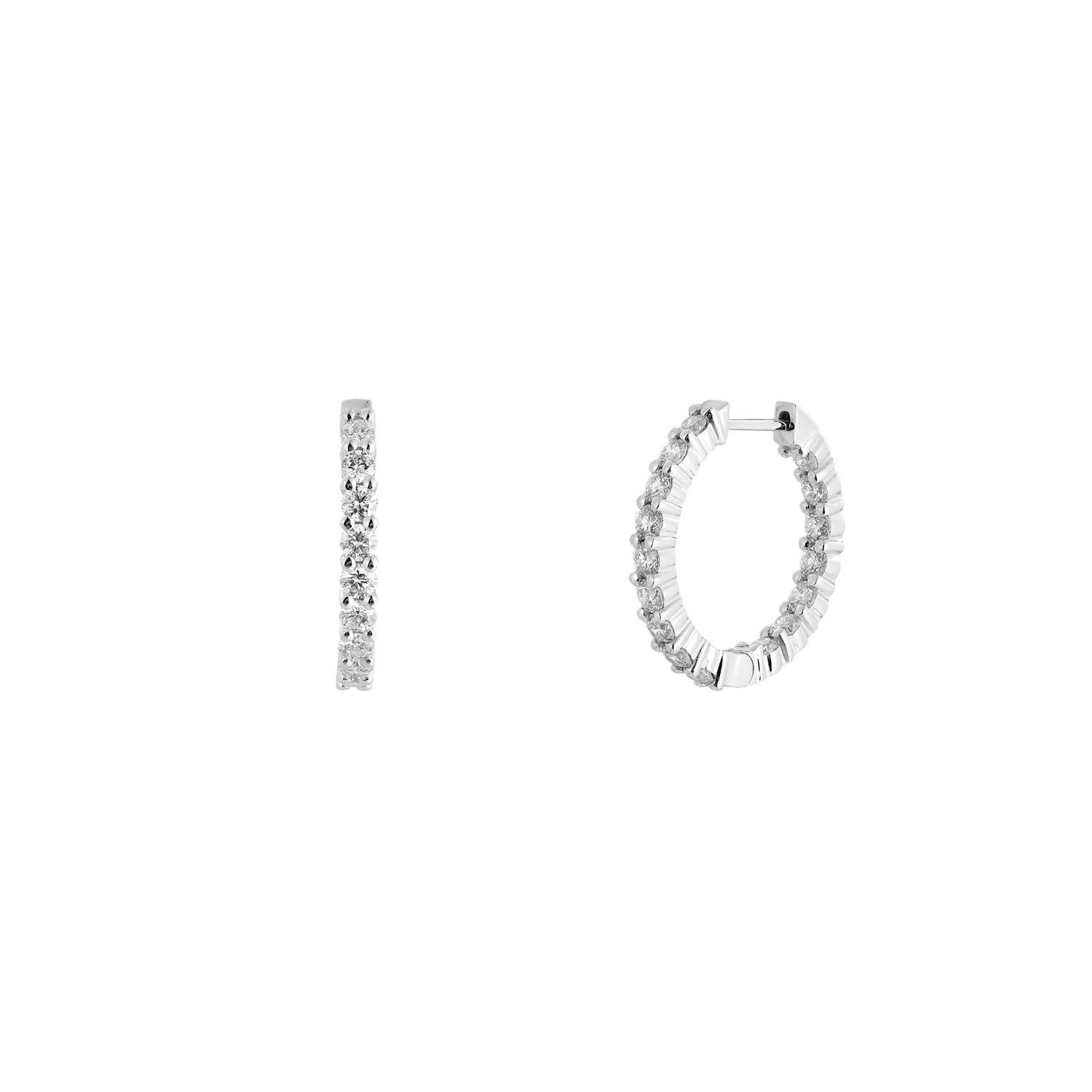 Mia Monserrat 14K White Gold Round Natural Diamond  Hoop Earrings  SJ0119GAI Natural Diamond