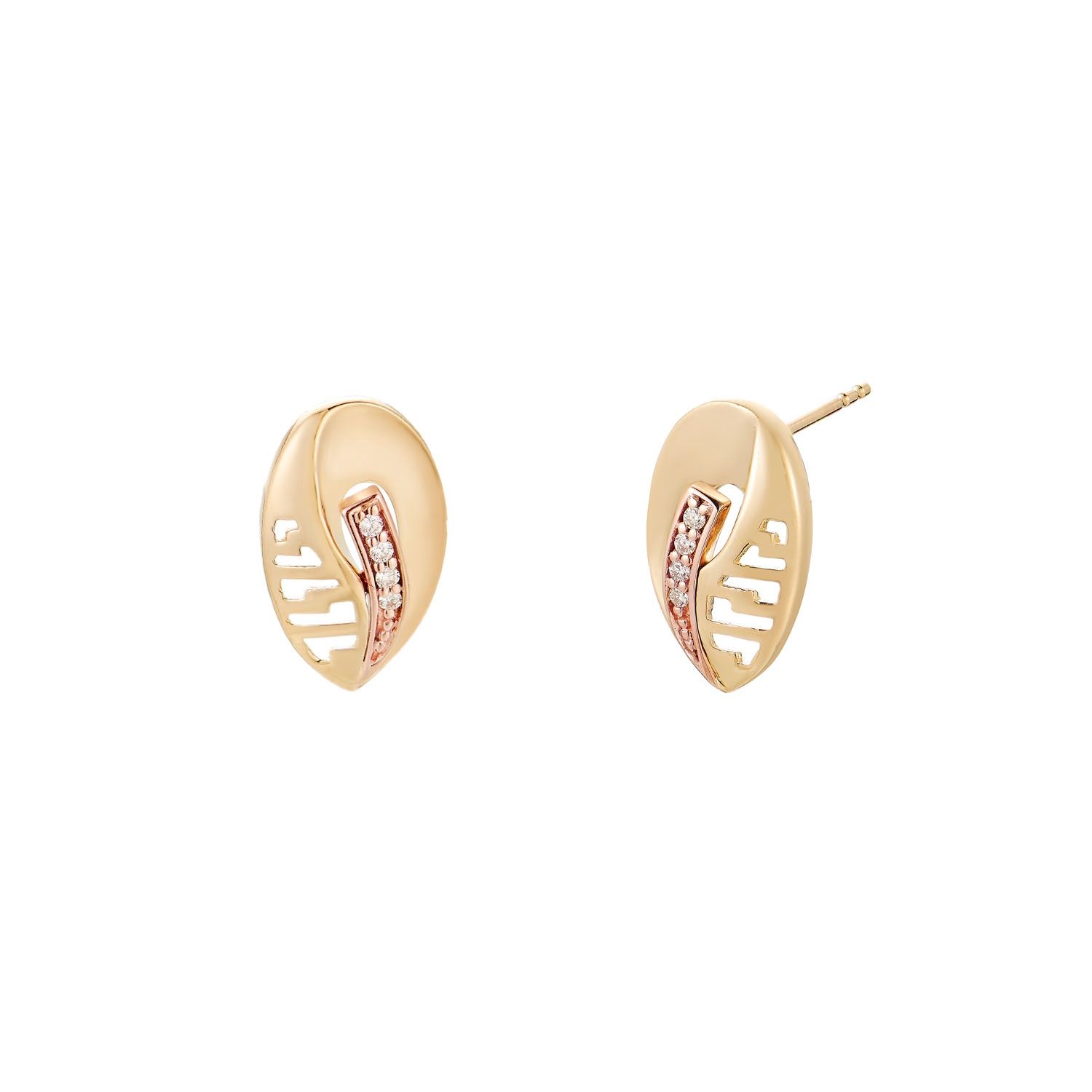 14K Rose Gold 14K Yellow Gold Natural Diamond  Stud Earrings MZ10211