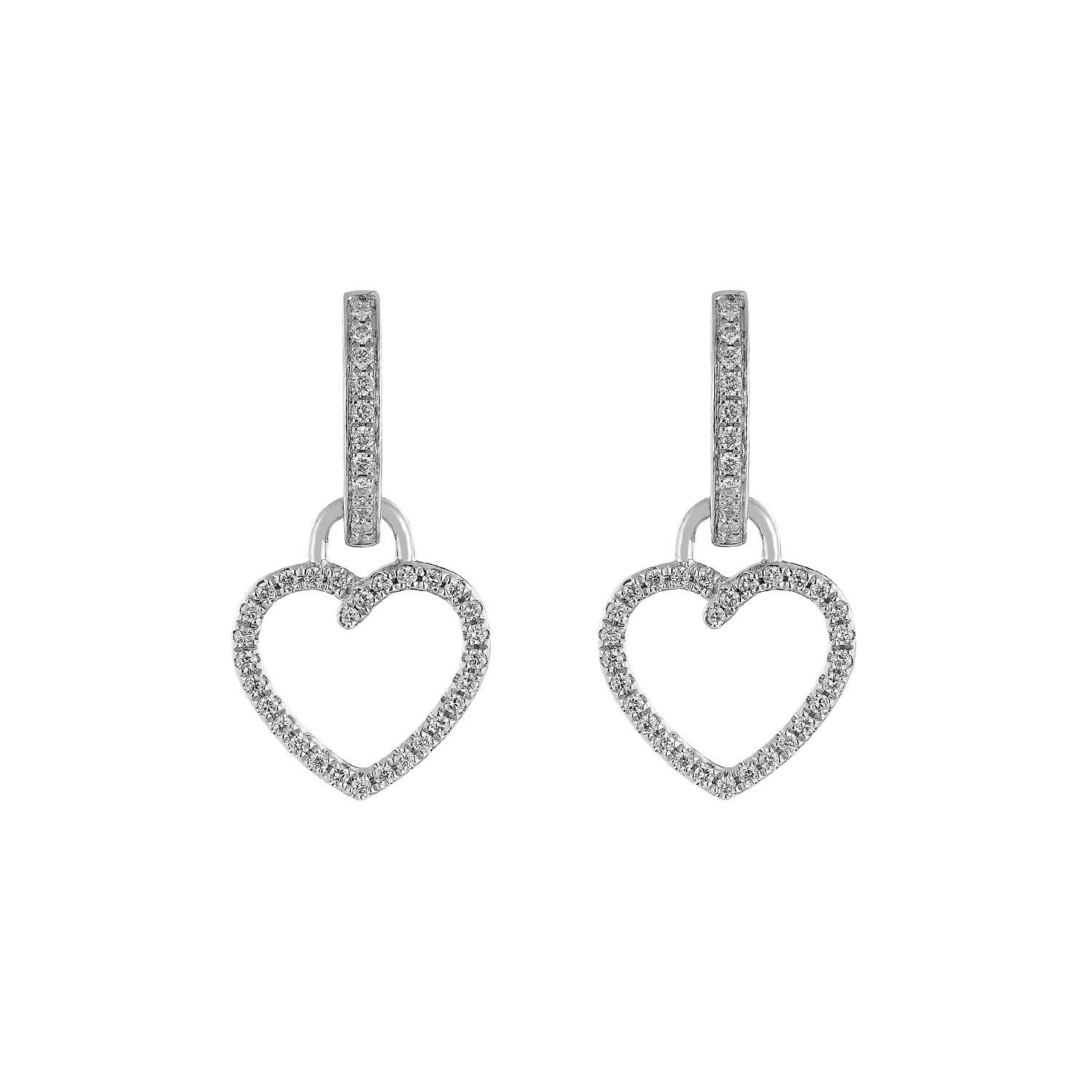 14K White Gold Heart Natural Diamond  Earring MZ71712