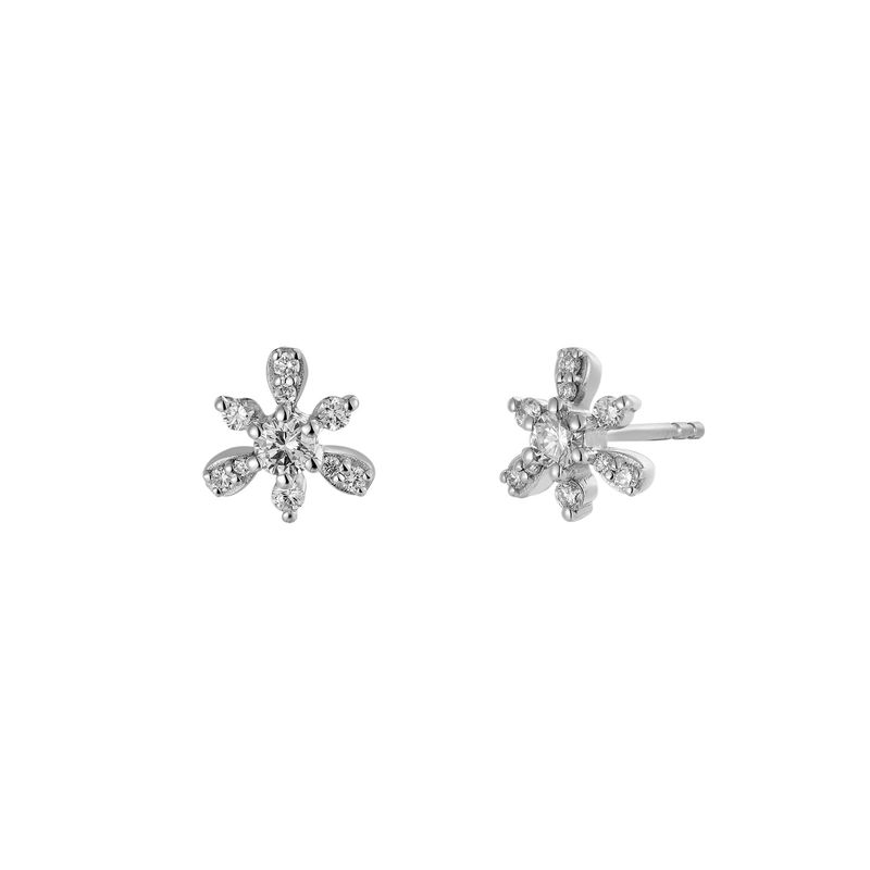 14K White/Yellow Gold Natural Diamond  Round Stud Earrings MZ10359