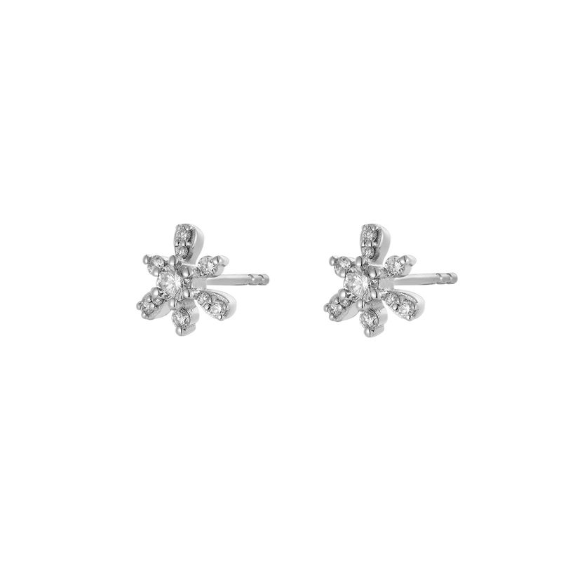14K White/Yellow Gold Natural Diamond  Round Stud Earrings MZ10359