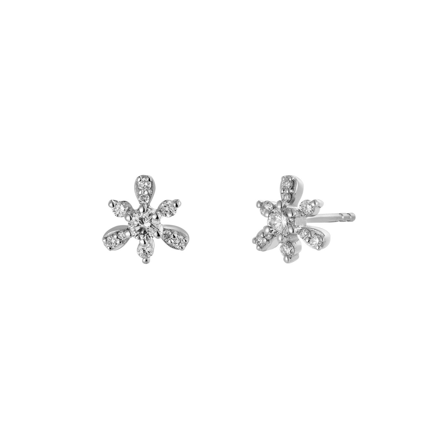 14K White/Yellow Gold Natural Diamond  Round Stud Earrings MZ10359, Colour: White