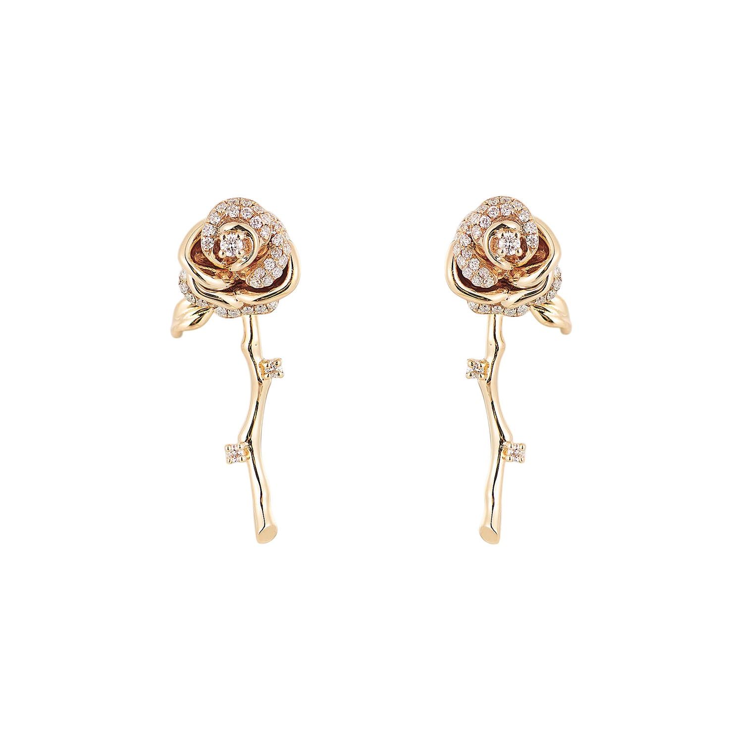 14K Yellow Gold Natural Diamond  Stud Earrings MZ10017W, Colour: 14KYellow-4.22g-0.288ct-ND