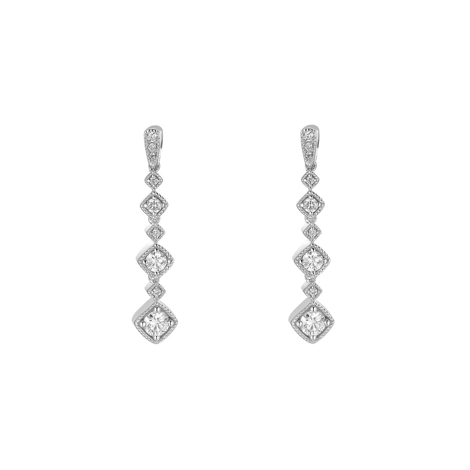 14K White Gold Round Natural Diamond   Earrings MZ9817