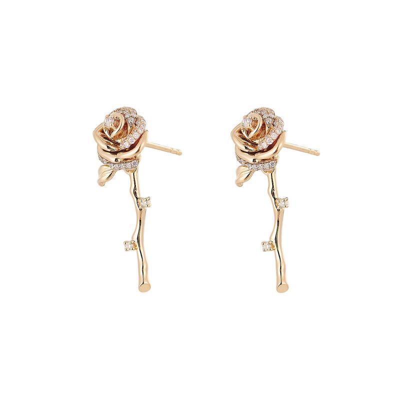 14K Yellow Gold Natural Diamond  Stud Earrings MZ10017W