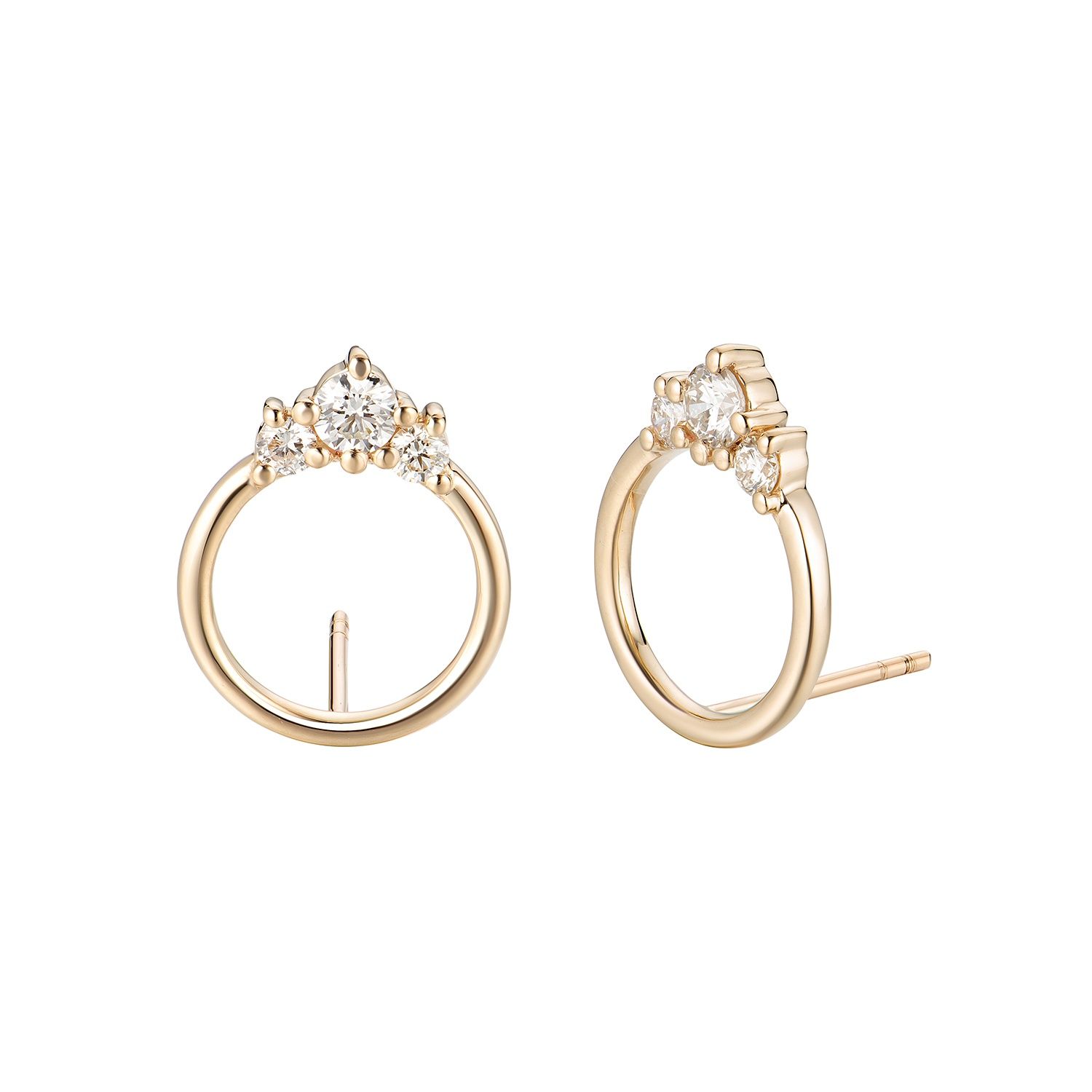 14K Yellow Gold Natural Diamond  Round Stud Earrings Natural Diamond MZ7537