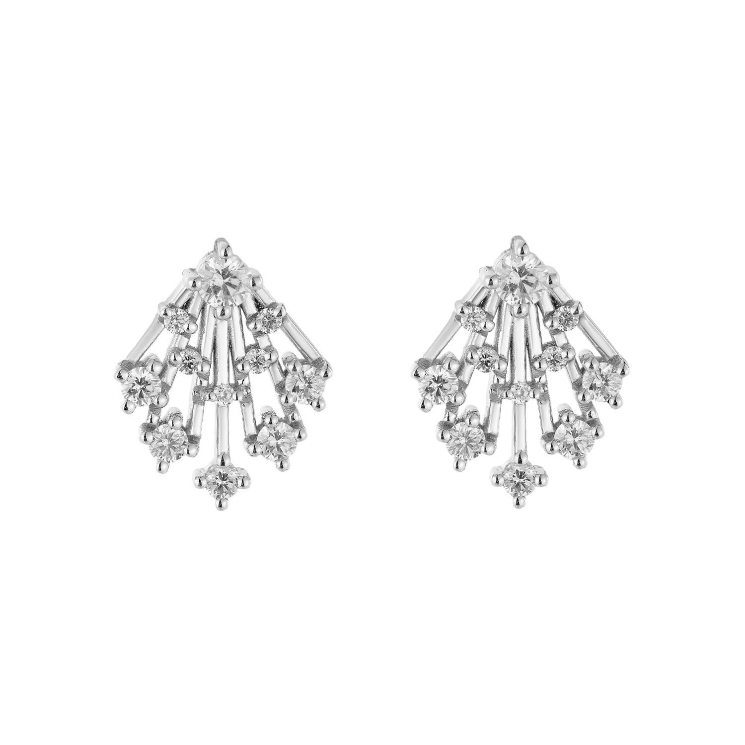 14K White Gold Natural Diamond  Round Stud Earrings MZ71569